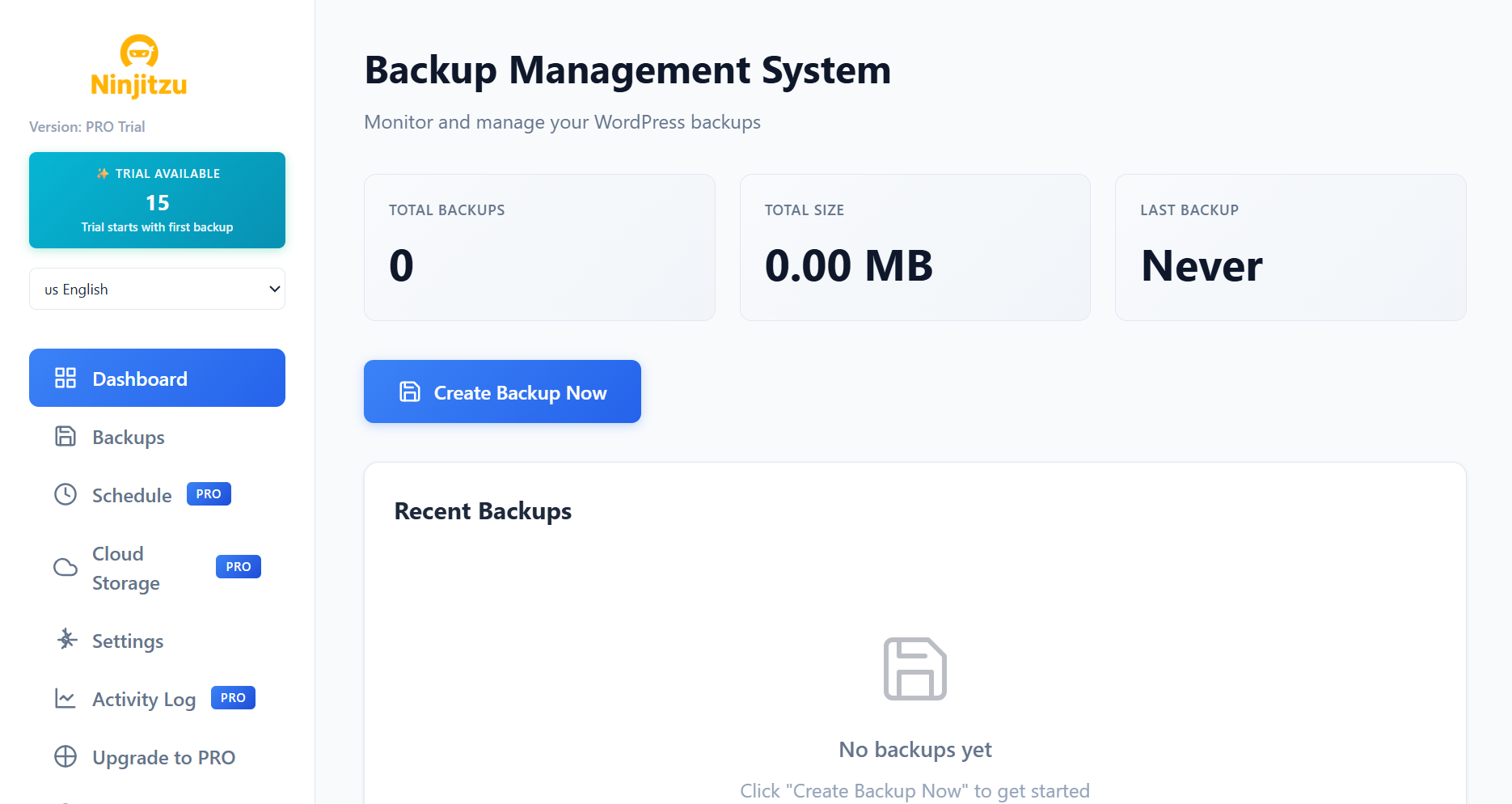 Backup Management System Screenshot